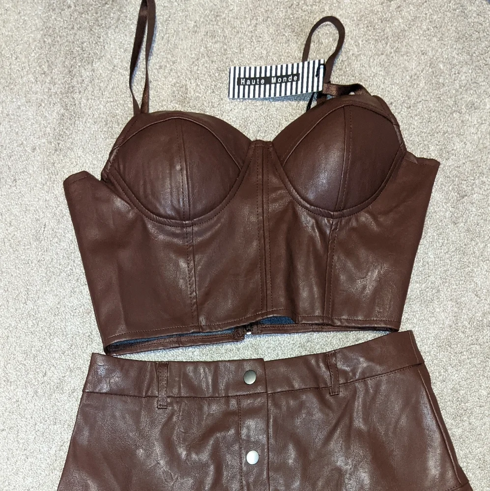 2- Piece Faux Leather Outfit - Picture 1 of 13